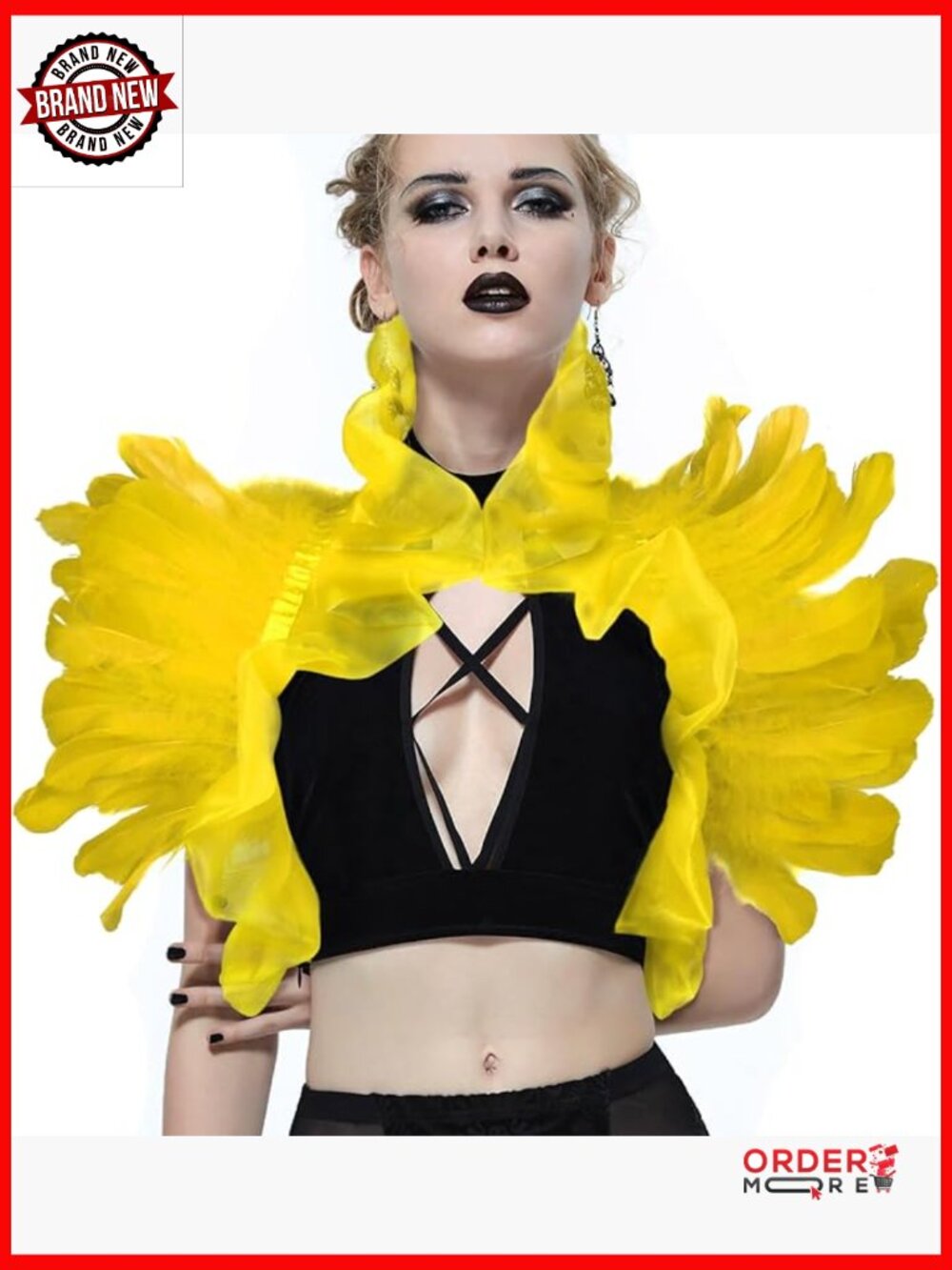 Victorian Feather Shawl Shrug Shoulder Wrap Gothic Collar Costume Accessory